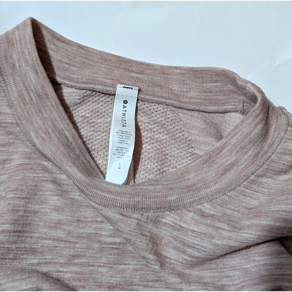 Athleta Womens Large Heathered Pink Foresthill Ascent Seamless Wool Blend Top - Picture 3 of 5